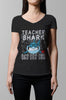 Image of Teacher Shark Women V-Neck Shirt Doo Doo Doo Plus Size Official VnSupertramp Back To School Apparel