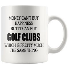 [TL] Best Funny Golf Coffee Mug Money Can't Buy Happiness But It Buys Golf Clubs Novelty Cup Joke Great Gag Gift Idea For Office Work Adult Humor Employee Boss Golfers