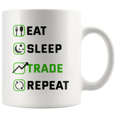 [Teelaunch] Eat Sleep Trade Repeat Mug, Funny Buy Low Sell High Day Trader Coffee Cup For Forex Stock Trader, Cute Trading Gift Idea For Men WOme