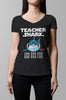 Image of Teacher Shark Women V-Neck Shirt Doo Doo Doo Plus Size XL-4XL VnSupertramp Back To School Apparel - D1