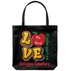 VnSupertramp Personalized Love Apple Canvas Teacher Tote Bag - Custom Name, School, Grade - Back To School First Day of School Gift