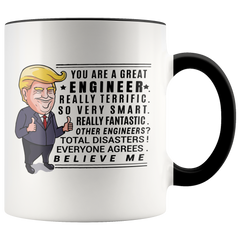 [TL] YouNique Designs Engineer Coffee Mug, 11 Ounces, White, Trump Mug, Funny Engineer Gifts (Black Handle)