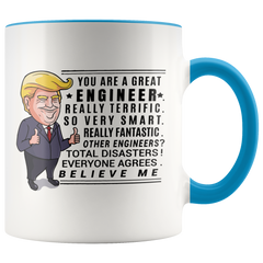 [TL] YouNique Designs Engineer Coffee Mug, 11 Ounces, White, Trump Mug, Funny Engineer Gifts (Black Handle)