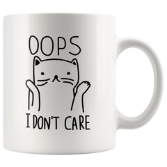 [TL] AW Fashions Grumpy Cat Mug - 11oz Coffee Mugs - Cute Pet Cup for Animal Lovers - Cool Themed Cat Mom Idea – Perfect For Christmas and Birthdays - Oops I Don't Care