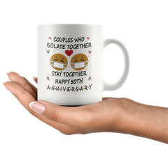 [TL] 50th Quarantine Anniversary 2021 for Couple Parents Men | Pandemic Gift for 50 Years Marriage Party | Married 1971 | 11oz White Coffee Mug D219-50