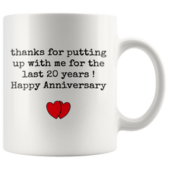 [TL] Best 20th Anniversary Mug for Husband, 20 Year Anniversary Gift for Him, Funny Novelty Mug, Best Mug for Him