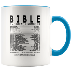 [TL] Bible Emergency Numbers Mug Cup - Christian Gifts For Women & Men Accent Mug 11 oz