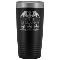 VnSupertramp Personalized Father of Dragons 20oz Vacuum Tumbler Add Up To 10 Dragons - Custom Kids' Name On Travel Cup Gift