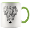 Image of [TL] YouNique Designs 10 Year Anniversary Coffee Mug for Him, 11 Ounces, 10th Wedding Anniversary Cup For Husband, Ten Years, Tenth Year, 10th Year