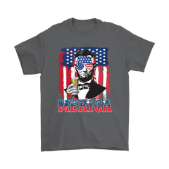 VnSupertramp 4th Of July Abe Lincoln Graphic Funny Men T-Shirt Plus Size XL-5XL Merica Patriotic Gift - D2