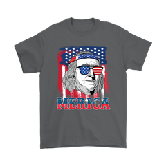 VnSupertramp 4th Of July Benjamin Franklin Graphic Funny Men T-Shirt Plus Size XL-5XL Merica Patriotic Gift - D1