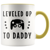 Image of [Teelaunch] New Dad Gift, New Daddy, Dad To Be, Future Dad, Leveled Up To Daddy, Dad Coffee Mug, First Time Dad, First Father's Day, 11oz Ceramic Coffee Novelty Mug/Cup, Gift-wrap Available