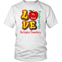 VnSupertramp Personalized Love Apple Women Men Teacher T-Shirt - Custom Name, School, Grade - Back To School First Day of School Gift