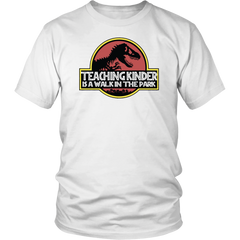 VnSupertramp Personalized Teaching Kinder Pre-K 1st 2nd 3rd 4th Grade is A Walk In The Park Teacher Shirt - For Men Women Jurassic Park Fans