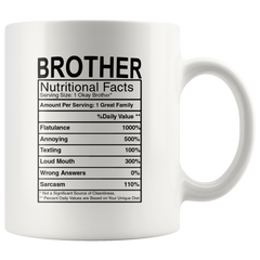 [TL] Graduation Gifts for Brother Nutritional Facts Label Funny Gifts for Brother Gag Gift Coffee Mug Tea Cup White