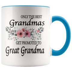 [TL] FamilyTeePrints Only The Best Grandmas Get Promoted To Great Grandma - Flowers - Mug - Great Grandma To Be Gift - Great Grandma To Be Mug