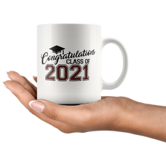 [TL] Congratulations Class of 2021 Mug-Graduation 2021 Mug, Senior 2021 Mug, Graduation Mug, Grad Gift for Men and Women, Class of 2021 Mug 11 oz White