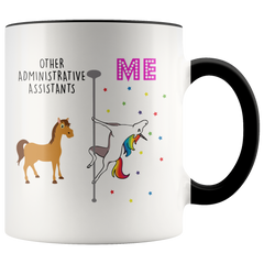 [TL] Younique Designs Administrative Assistant Mug, 11 Ounces, White, Unicorn Mug (Black Handle)