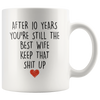 Image of [TL] YouNique Designs 10 Year Anniversary Coffee Mug for Her, 11 Ounces, 10th Wedding Anniversary Cup For Wife, Ten Years, Tenth Year, 10th Year