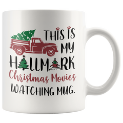 [TL] Funny Hallmark Christmas Watching Movies Mug Funny Santa Coffee Mugs Cup Best Xmas Gifts for Men Women Mom Kids Baby Boy Girl Nana Boss Co, 11 Oz, White