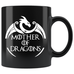 VnSupertramp Mother of Dragons Black Coffee Mug 11oz - Personalized Mother's Day Gift - Game of Thrones Fans Lovers