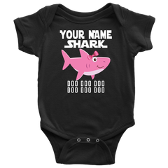 VnSupertramp Baby Brother Sister Shark Personalized Name Onesie Birthday Gift-D10