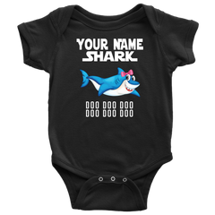 VnSupertramp Baby Brother Sister Shark Personalized Name Onesie Birthday Gift-D11