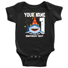 Official VnSupertramp Baby Shark Doo Doo Doo Personalized Name and Age Onesie Birthday Party Gift for Kids - D3