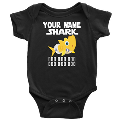 VnSupertramp Baby Brother Sister Shark Personalized Name Onesie Birthday Gift-D4