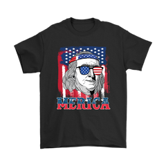 VnSupertramp 4th Of July Benjamin Franklin Graphic Funny Men T-Shirt Plus Size XL-5XL Merica Patriotic Gift - D1