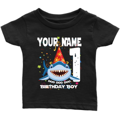 VnSupertramp Baby Brother Sister Shark Doo Doo Doo Personalized Name and Age Birthday Infant T-Shirt Gift - D3