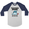 Image of VnSupertramp Teacher Shark Doo Doo Doo Men Women Raglan T-Shirt Back To School Appreciation Gift Tee D1