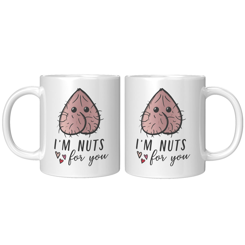 [TL] I'm Nuts About You Mug, 11 Ounces, Anniversary Coffee Cup for Men, Birthday Mug for Boyfriend, Girlfriend, Wife (Black Handle)