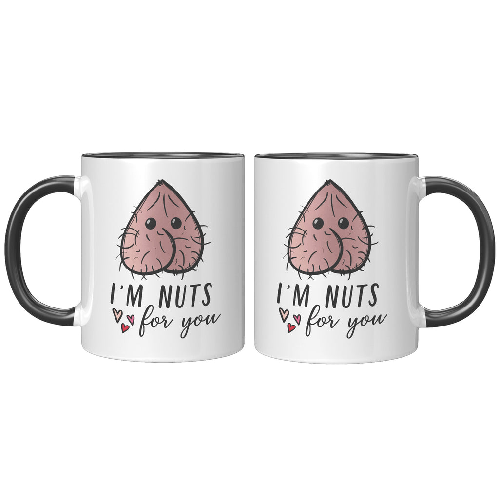 [TL] I'm Nuts About You Mug, 11 Ounces, Anniversary Coffee Cup for Men, Birthday Mug for Boyfriend, Girlfriend, Wife (Black Handle)