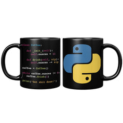 [TL] Programmer Coder Engineer Python Black Coffee Mug, Python Developer Mug, Gift for Developer, Coworker Gift