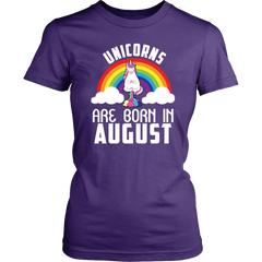 Unicorns Are Born In August Birthday Women Shirt Plus Size XL-4XL Official VnSupertramp Apparel