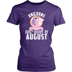 Unicorns Are Born In August Birthday Women Shirt Plus Size XL-4XL Official VnSupertramp Apparel