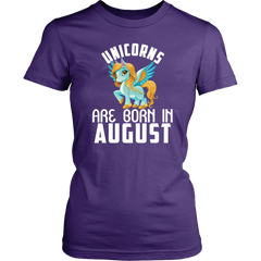 Unicorns Are Born In August Birthday Women Shirt Plus Size XL-4XL Official VnSupertramp Apparel