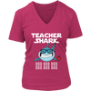 Image of Teacher Shark Women V-Neck Shirt Doo Doo Doo Plus Size XL-4XL VnSupertramp Back To School Apparel - D1