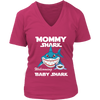 Image of VnSupertramp Mommy Shark and Baby Shark Personalized Name Birthday V-Neck Shirt - D2