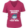 Image of VnSupertramp Teacher Shark Doo Doo Your Work Women V-Neck Shirt Plus Size XL-4XL - D3