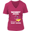 Image of VnSupertramp Mommy Shark and Baby Shark Personalized Name Birthday V-Neck Shirt - D1