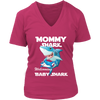 Image of VnSupertramp Mommy Shark and Baby Shark Personalized Name Birthday V-Neck Shirt - D4