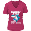 Image of VnSupertramp Mommy Shark and Baby Shark Personalized Name Birthday V-Neck Shirt - D5