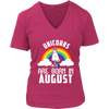 Image of Unicorns Are Born In August Birthday Women V-Neck Shirt Plus Size XL-4XL VnSupertramp Apparel