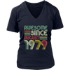 Image of VnSupertramp Vintage August 40th Birthday 1979 Women V-Neck Shirt Plus Size XL-4XL Mom Wife Gift