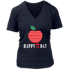 Image of VnSupertramp Happy Pi Day Apple Women V-Neck Shirt for Math Geek Nerd Plus Size