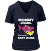 Image of VnSupertramp Mommy Shark and Baby Shark Personalized Name Birthday V-Neck Shirt - D1