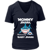 Image of VnSupertramp Mommy Shark and Baby Shark Personalized Name Birthday V-Neck Shirt - D2