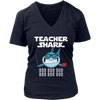 Image of Teacher Shark Women V-Neck Shirt Doo Doo Doo Plus Size XL-4XL VnSupertramp Back To School Apparel - D1